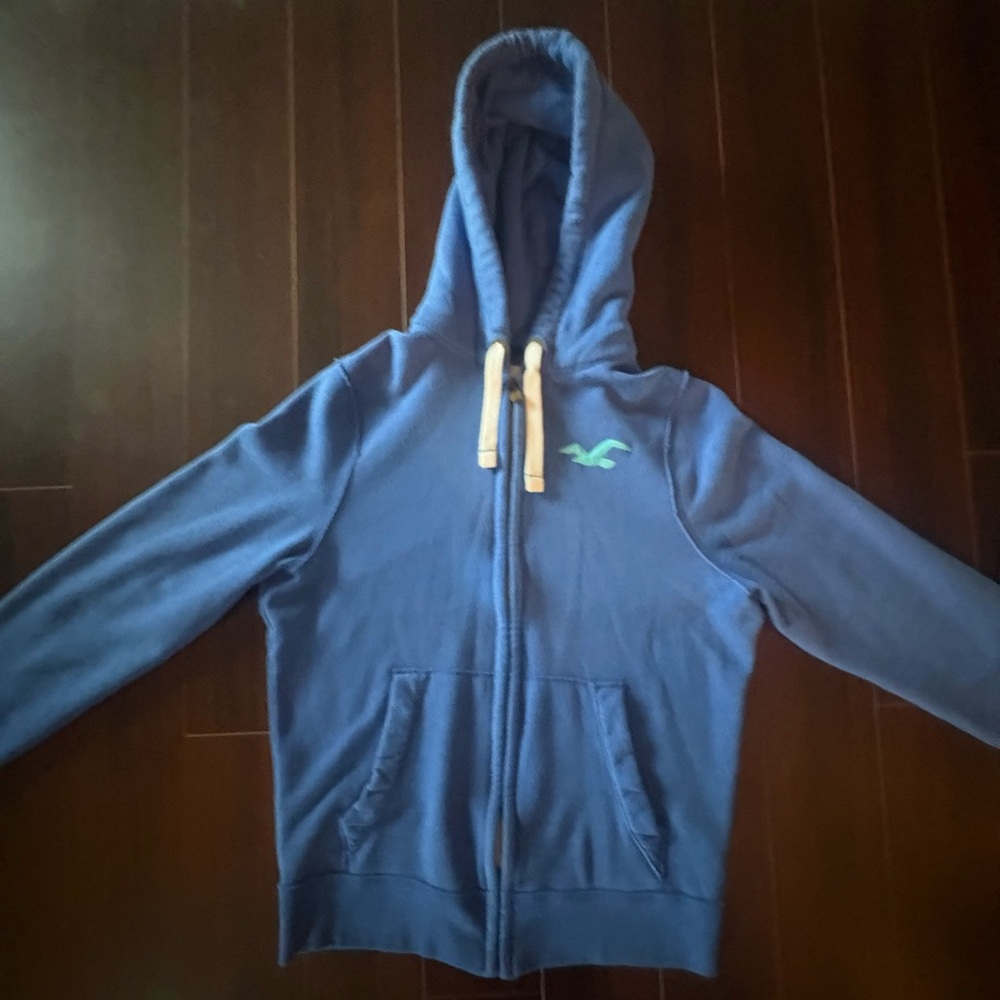 Men’s Hollister Blue Full Zip Hoodie - Size Large - Like NEW!